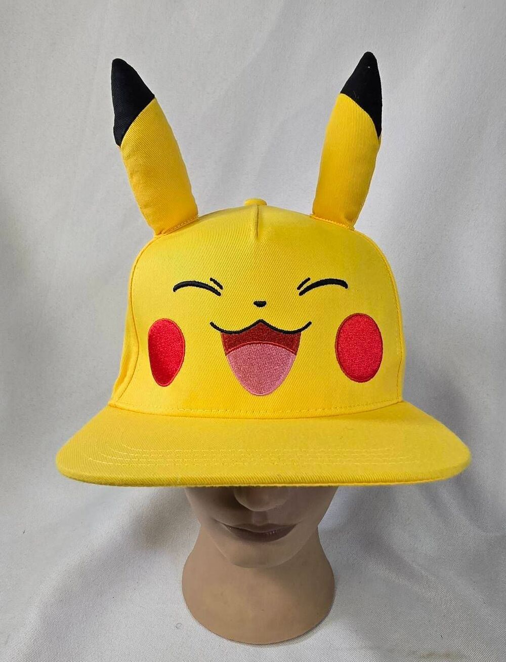Pokémon Pikachu Cosplay Snapback Hat with Plush 3D Ears – Yellow Baseball Cap
